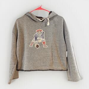 New England Patriots Womens Cropped Hoodie Small NFL Team Apparel Gray